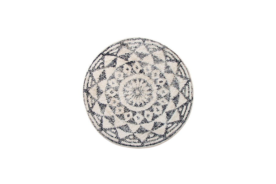 Round bath rug - black &amp; white (D80cm)